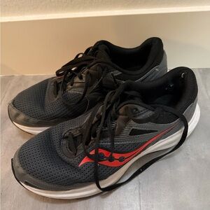 Saucony Men's Black Athletic Sneakers with Red Logo